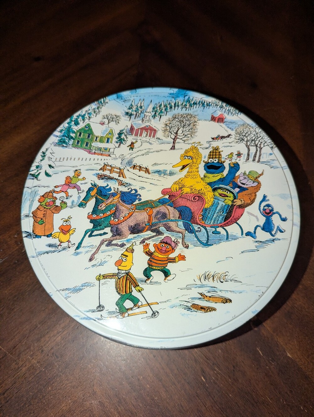 Vntg 1979 Sesame Street Winter Sleigh Ride Tin